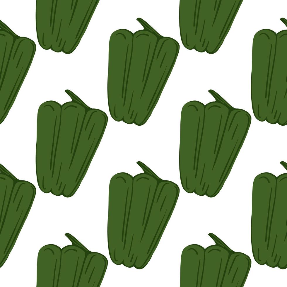Geometric green bell pepper seamless pattern. Pepper hand drawn wallpaper. vector