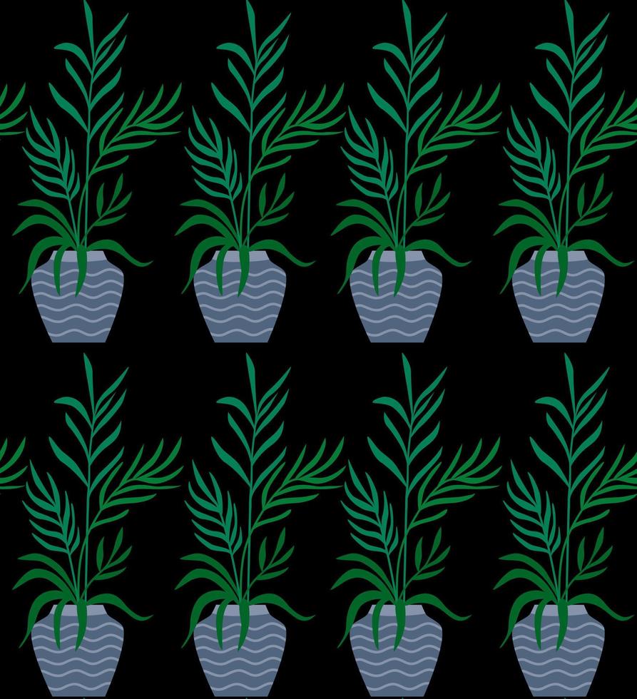 Exotic seamless pattern tropical houseplant in a flower pot. vector