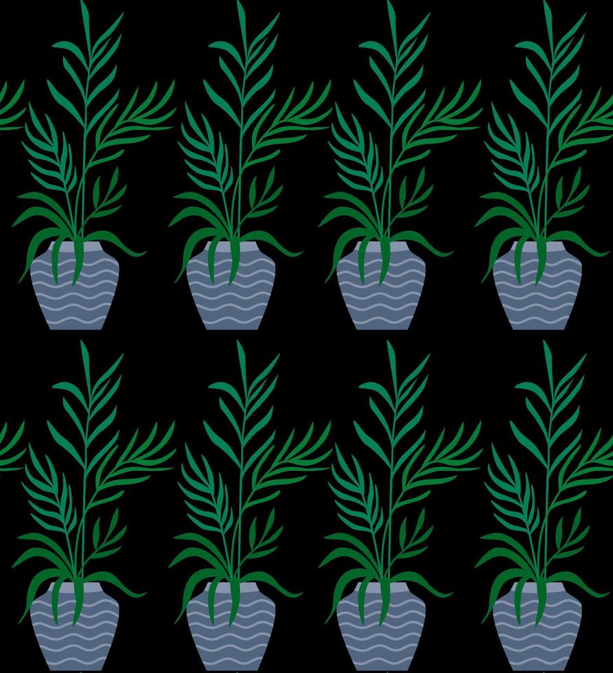 Exotic seamless pattern tropical houseplant in a flower pot. vector