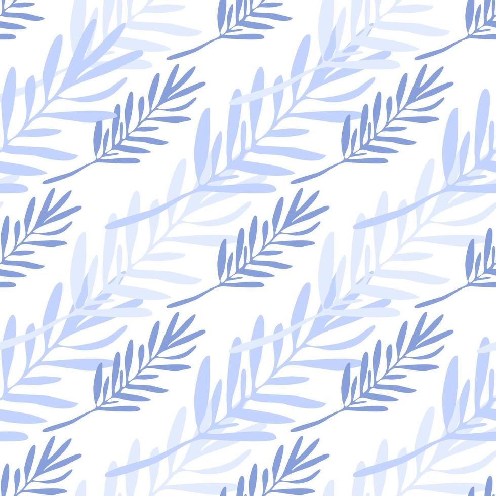 Blue leaves seamless pattern. Leaf branch backdrop. vector