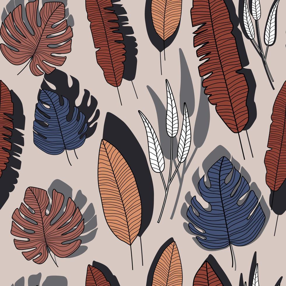 Abstract forest leaf seamless pattern . Branch and leaves wallpaper. vector