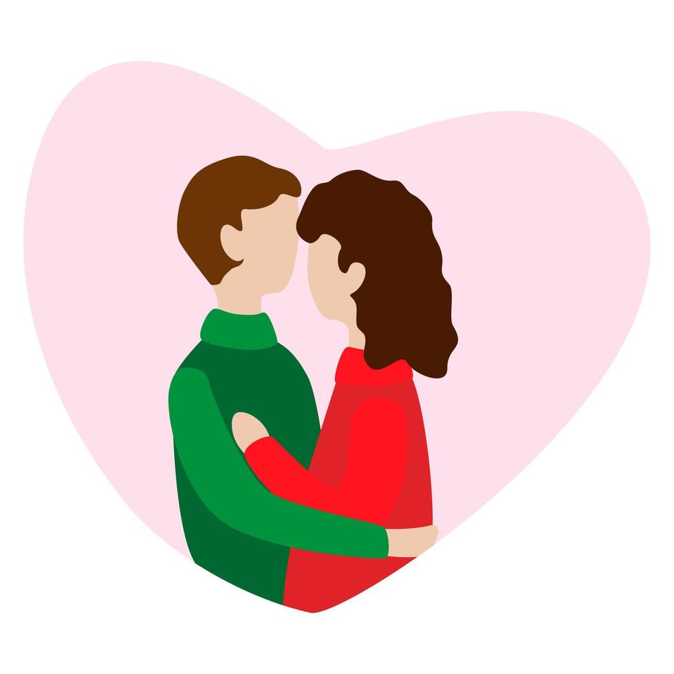 pareja enamorada sosteniendo tazas en la mano y hablando. ilustración para la tarjeta de felicitación del día de san valentín vector