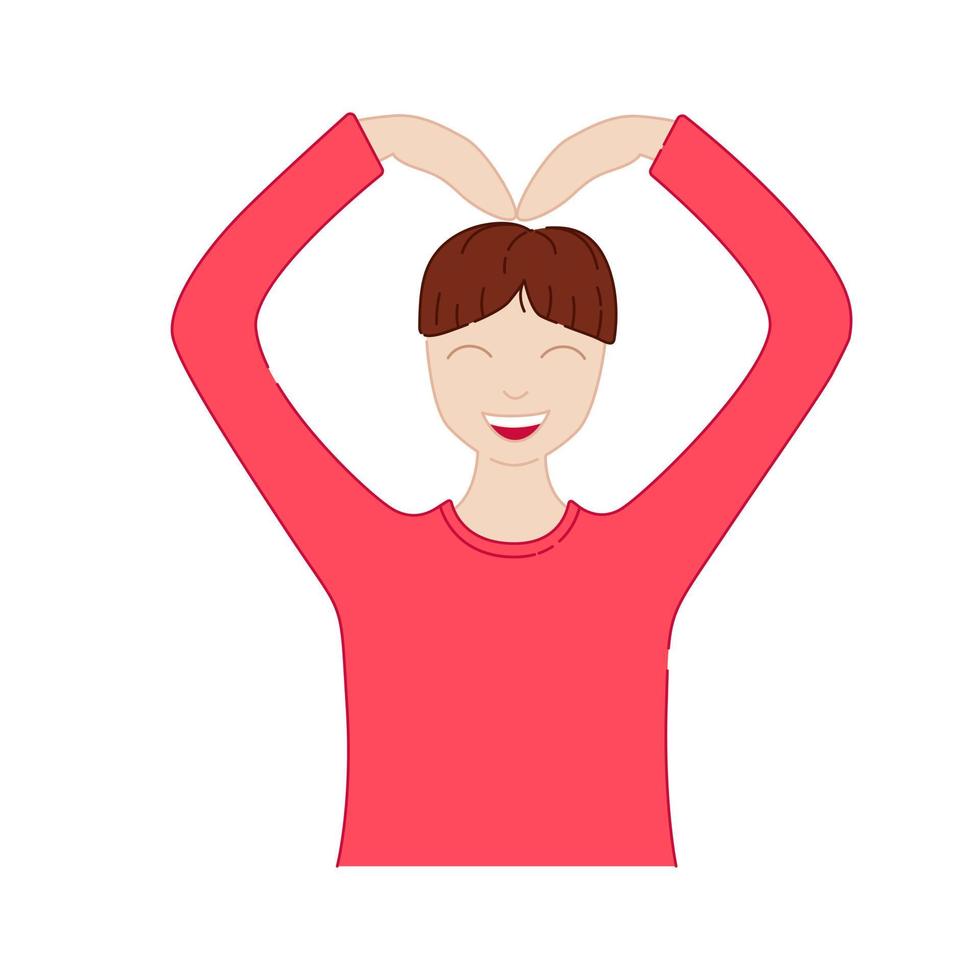 Man making a heart symbol. Isolated k-pop young boy on white background vector