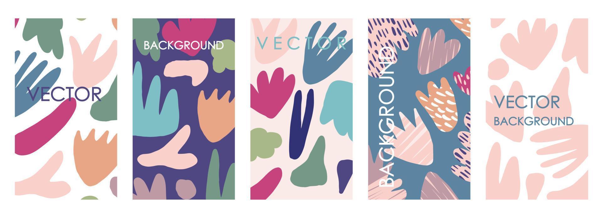 Vivid floral invitations and card template design. Abstract freehand vector set