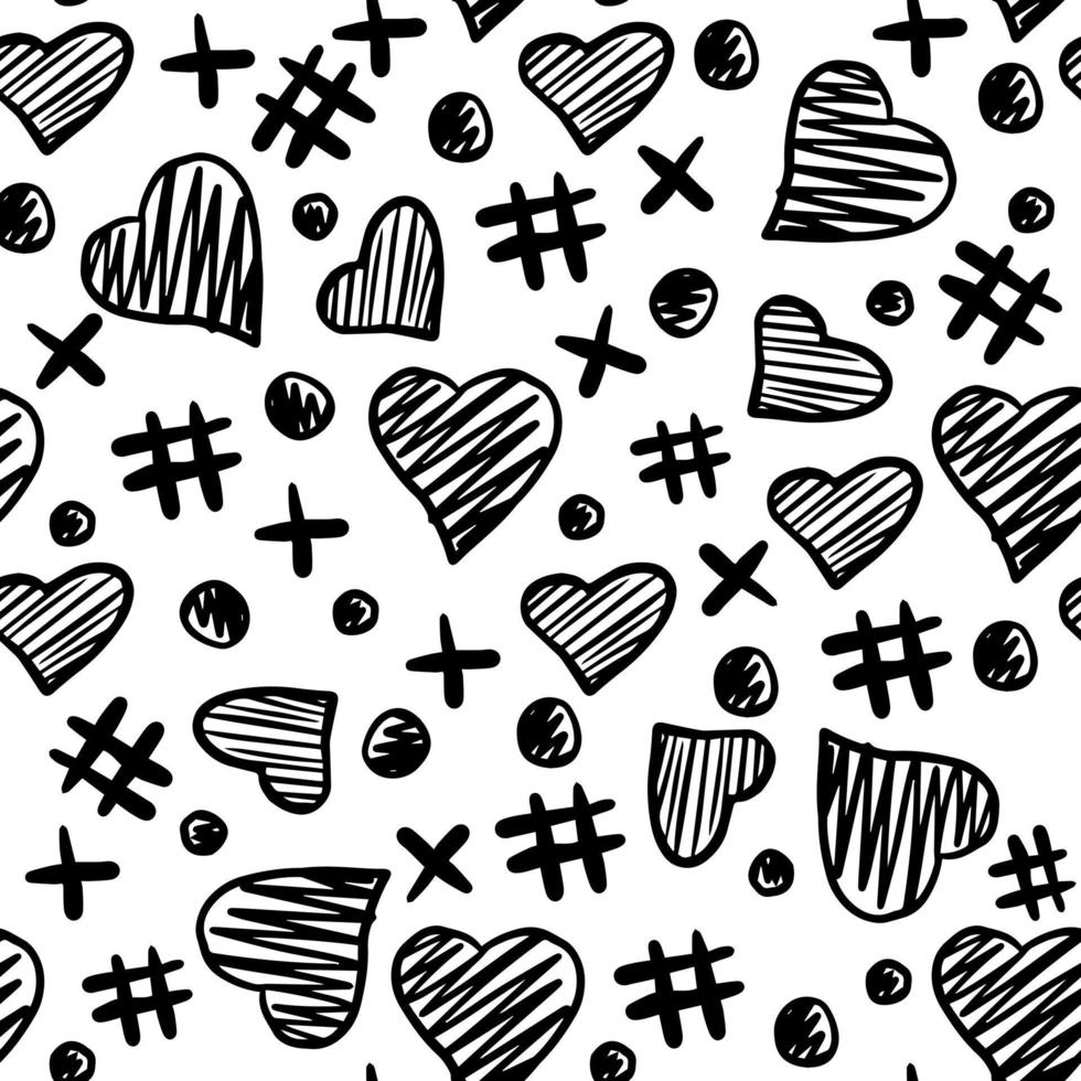 Black hearts elements seamless pattern. 14 february illustration ...
