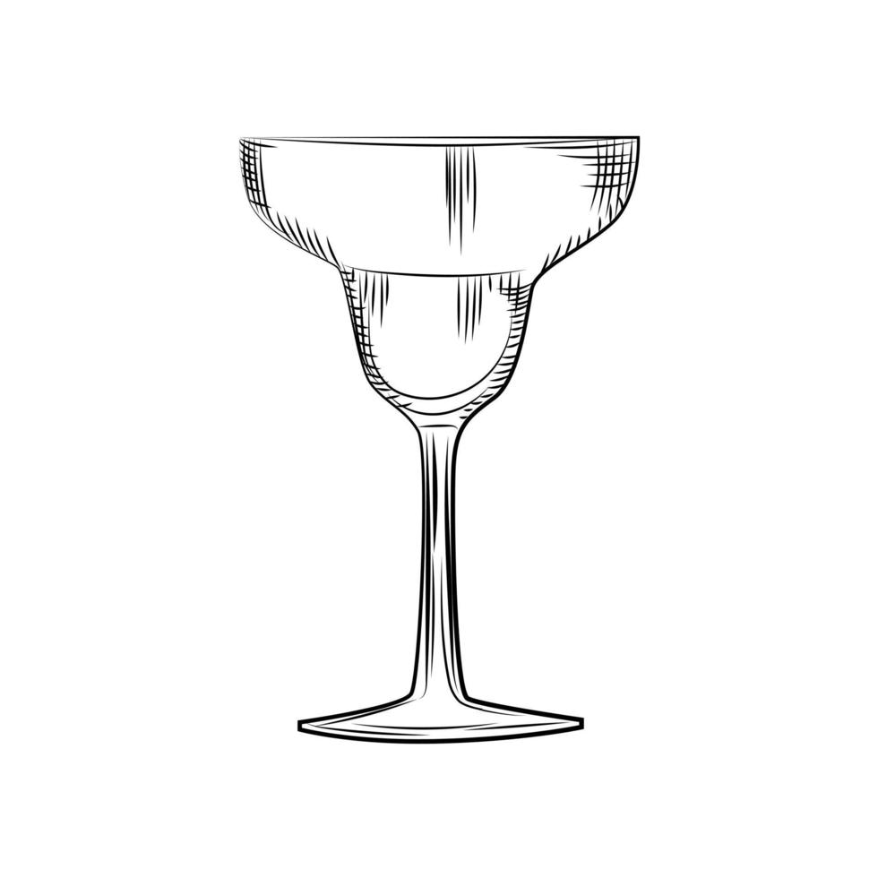 Hand drawn margarita glass sketch. Engraving style. illustration isolated vector