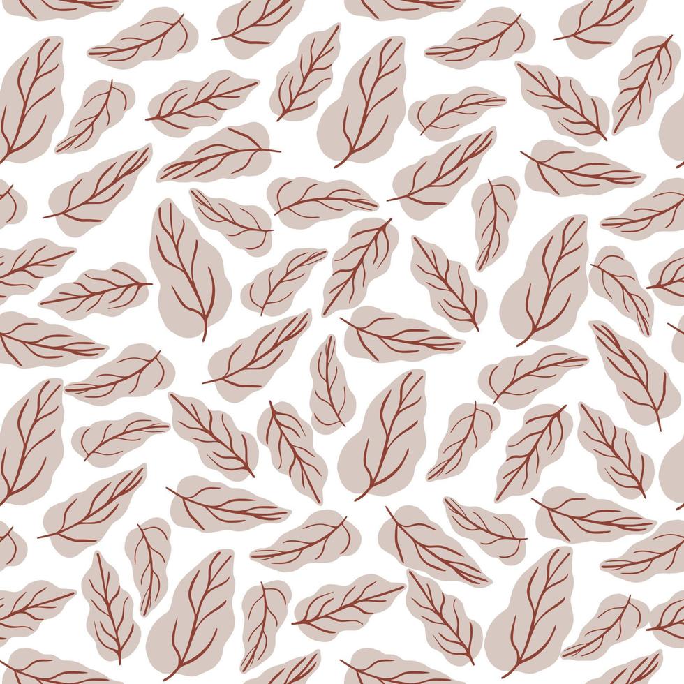 Autumn forest leaves seamless pattern on white background. vector