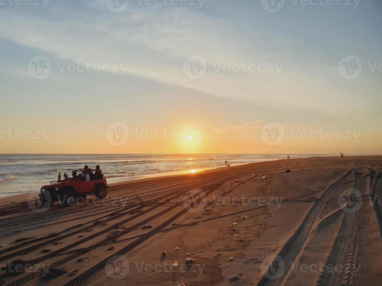 Parangtritis beach in the afternoon at sunset photo