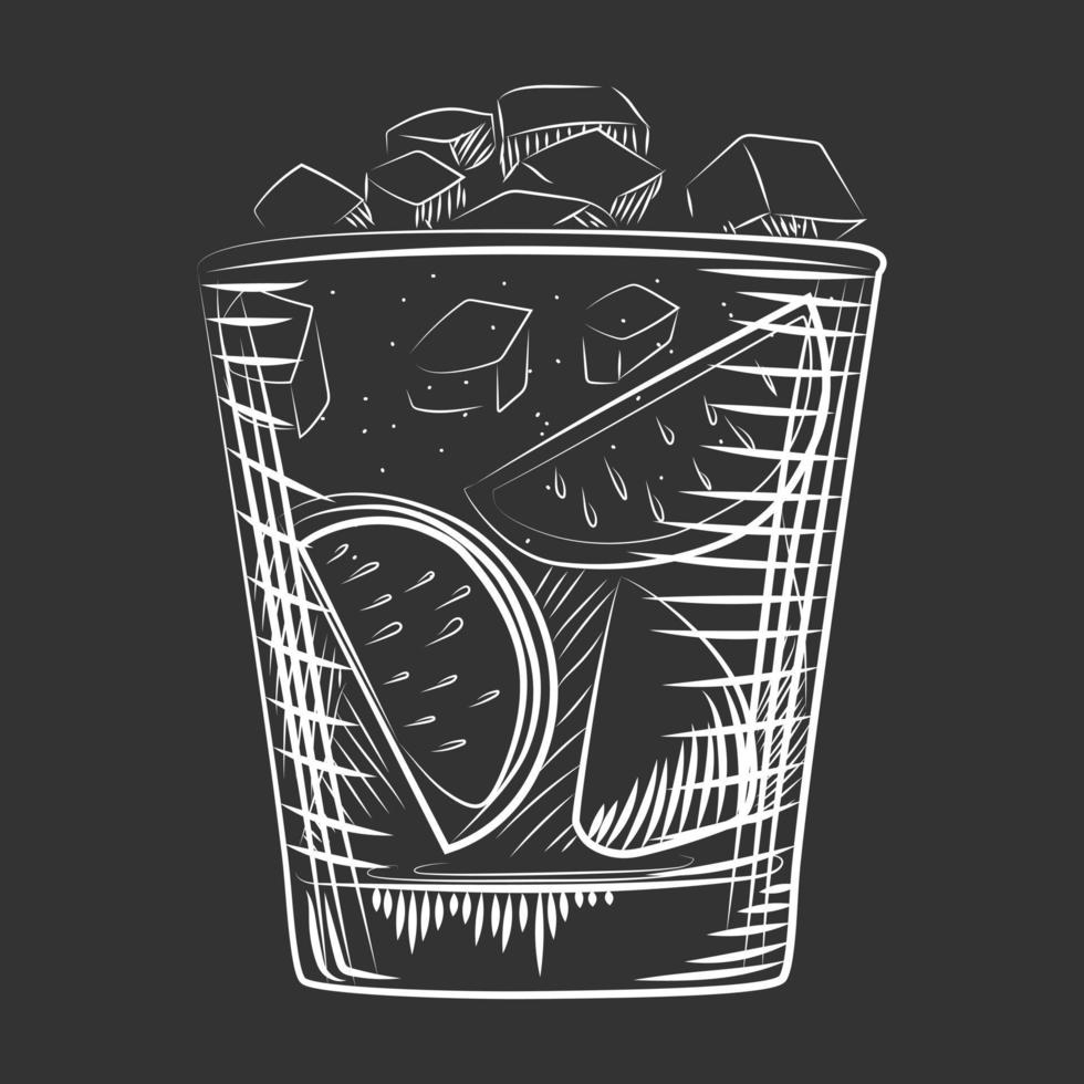 Hand drawn sketch cocktail. Alcohol drink Rum background. vector