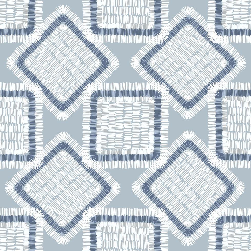 Abstract embroidery carpet geometric tile seamless pattern. vector