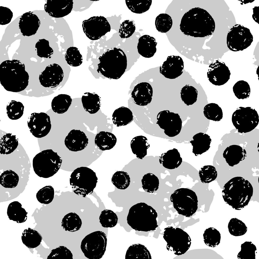 Grunge circles seamless pattern. Hand drawn paint brush. vector