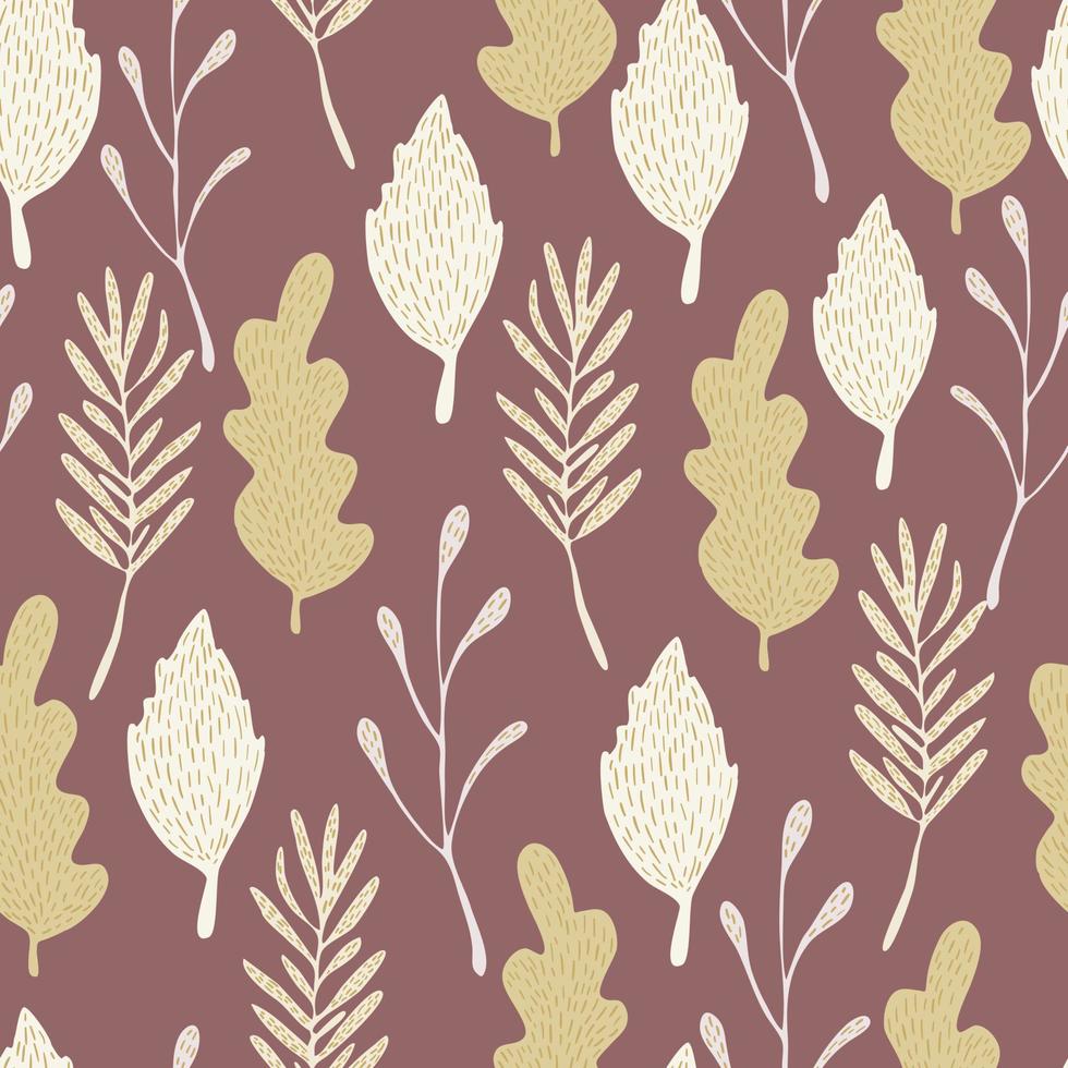 Seamless pattern with hand drawn autumn forest leaves. vector