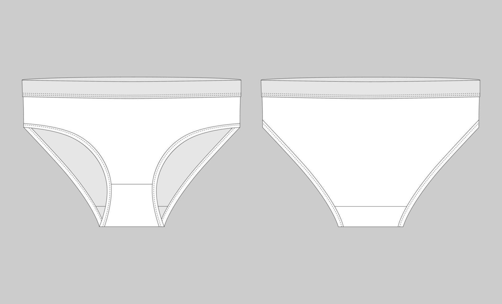 Girls lingerie, underpants. Female white knickers. Women panties isolated vector