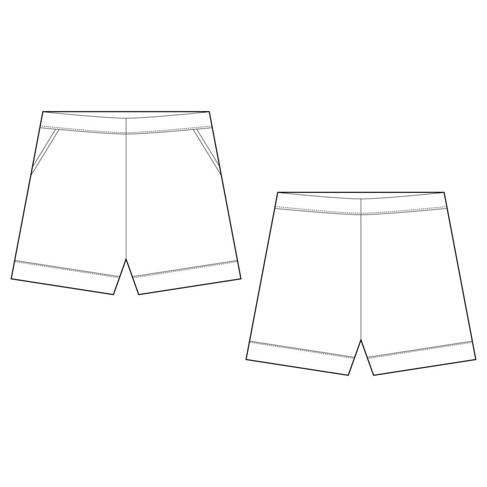 Technical classic shorts pants design template on white background. vector