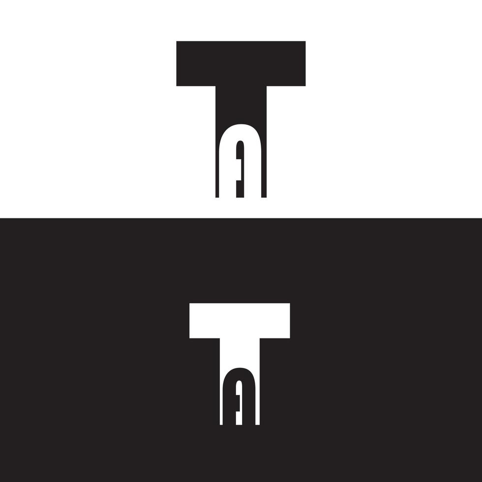 TA or AT logo design vector templates, black and white background