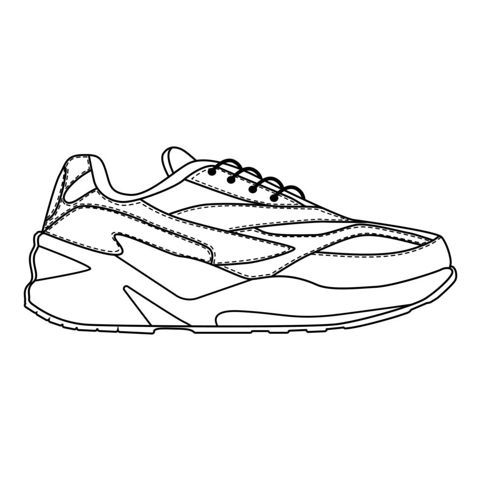 zapatos de hombre zapatillas de deporte aislado. zapatos de temporada de hombre masculino o íconos para correr. boceto técnico. vector