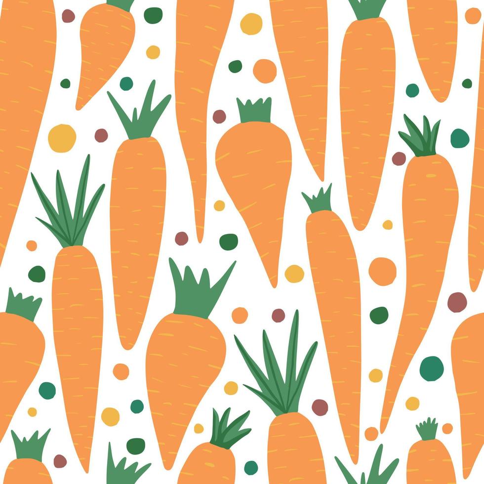 Hand drawn carrot seamless pattern on white background. Doodle carrots vector