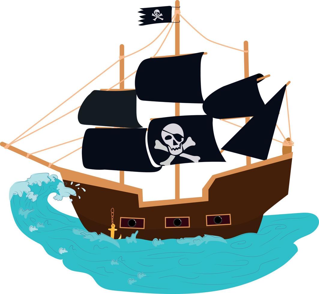 Ilustración de vector de barco pirata