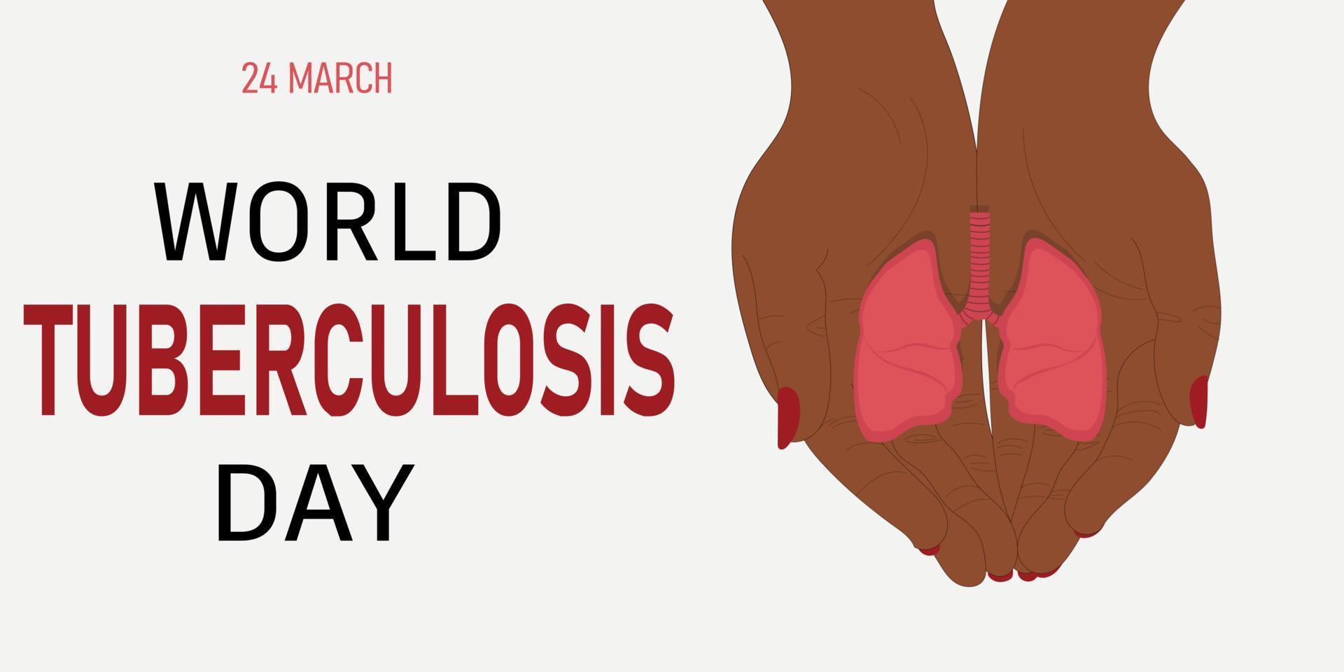 World tuberculosis day, background with lungs on the hands vector