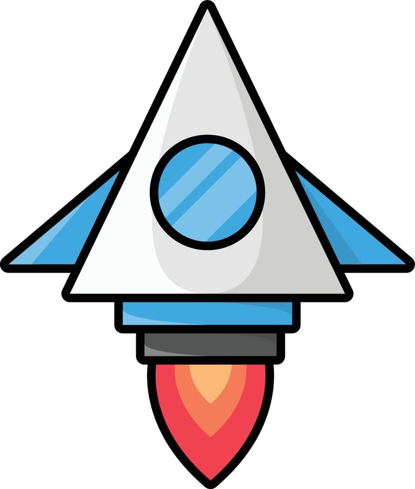 Simple Minimalist Rocket Space with Outline Style vector