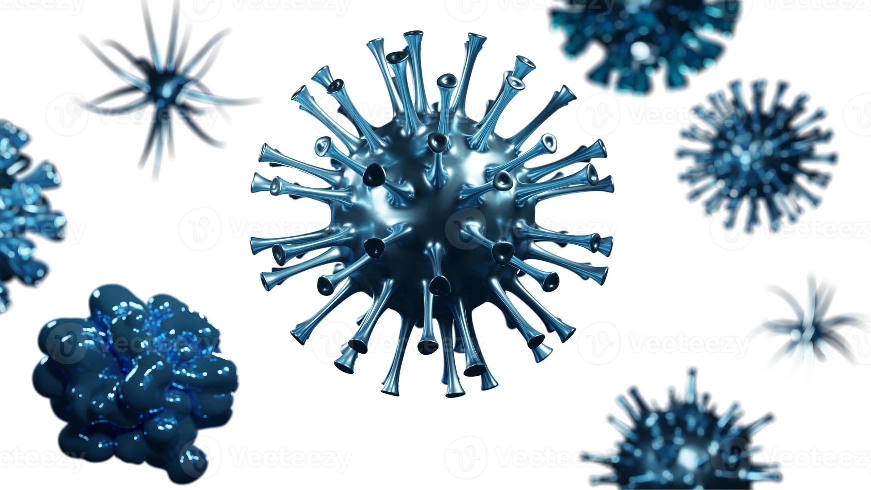 Coronavirus outbreak, microscopic view of influenza virus cells. 3D illustration photo