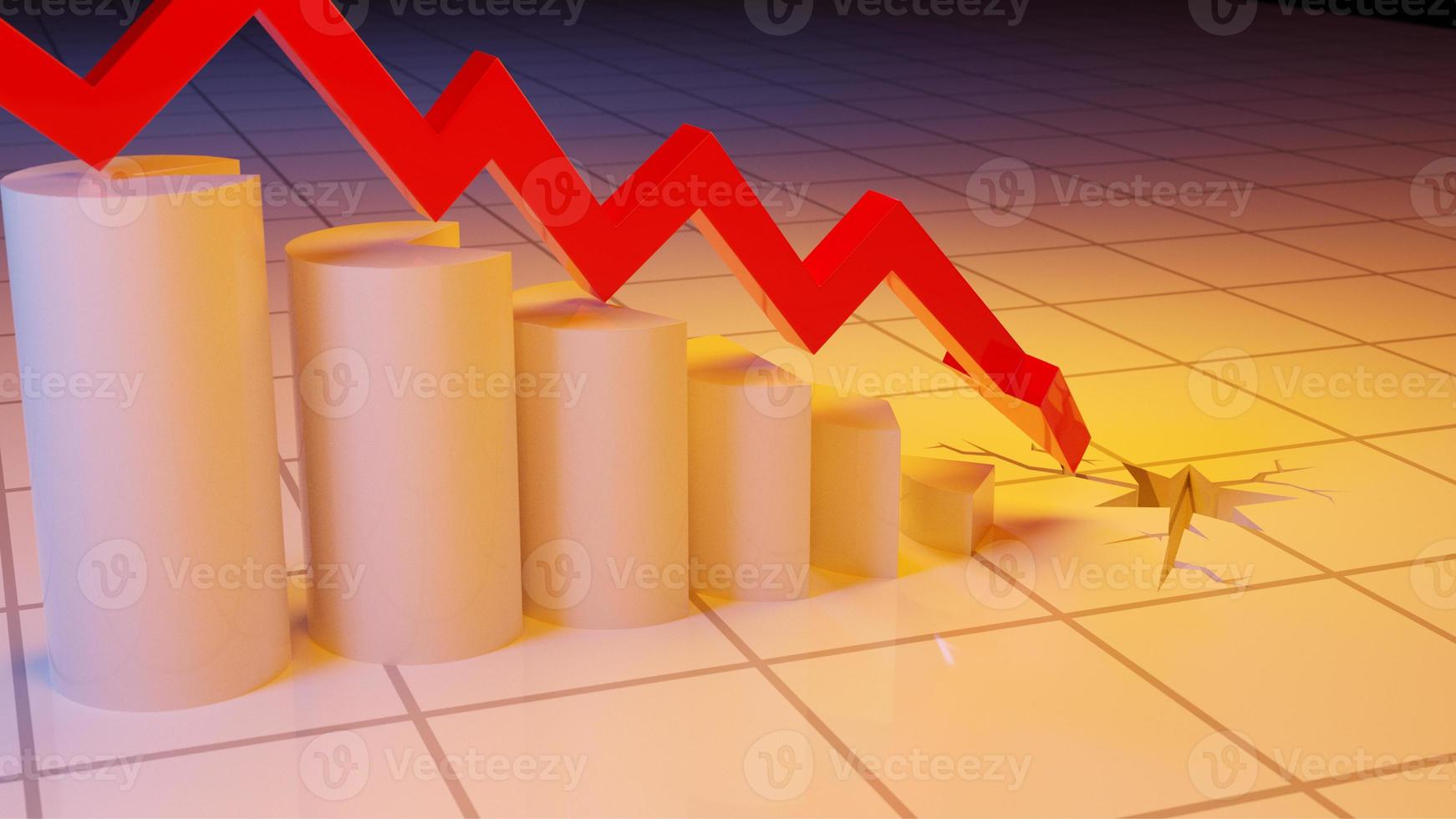 Econimical crisis concept. Spread in the world, economy is down. 3d illustration photo