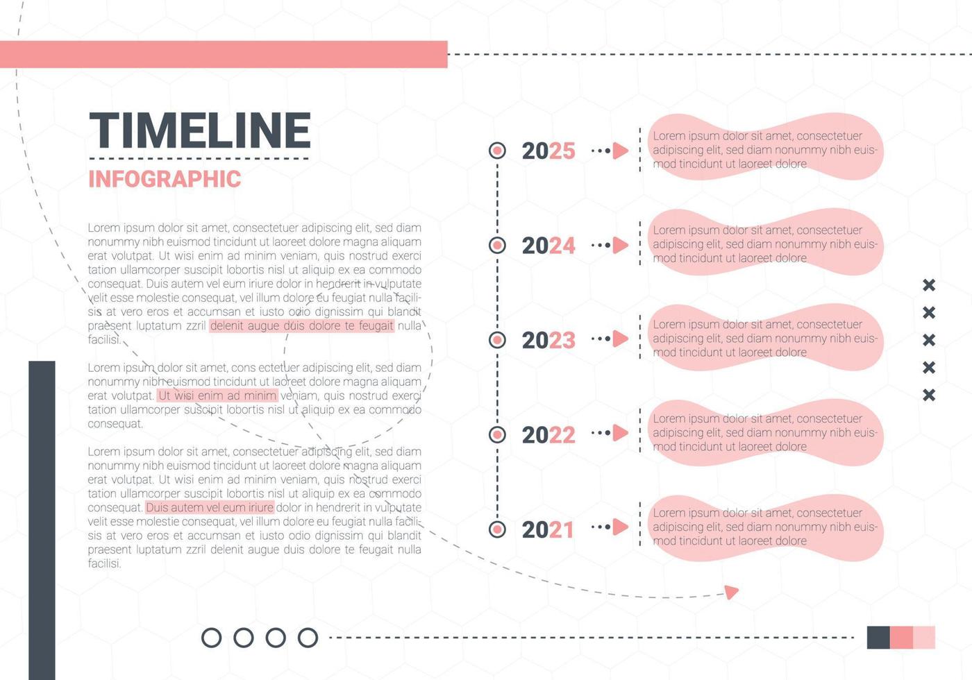 Timeline infographic 2021-2025 years periods. - Vector infographic template