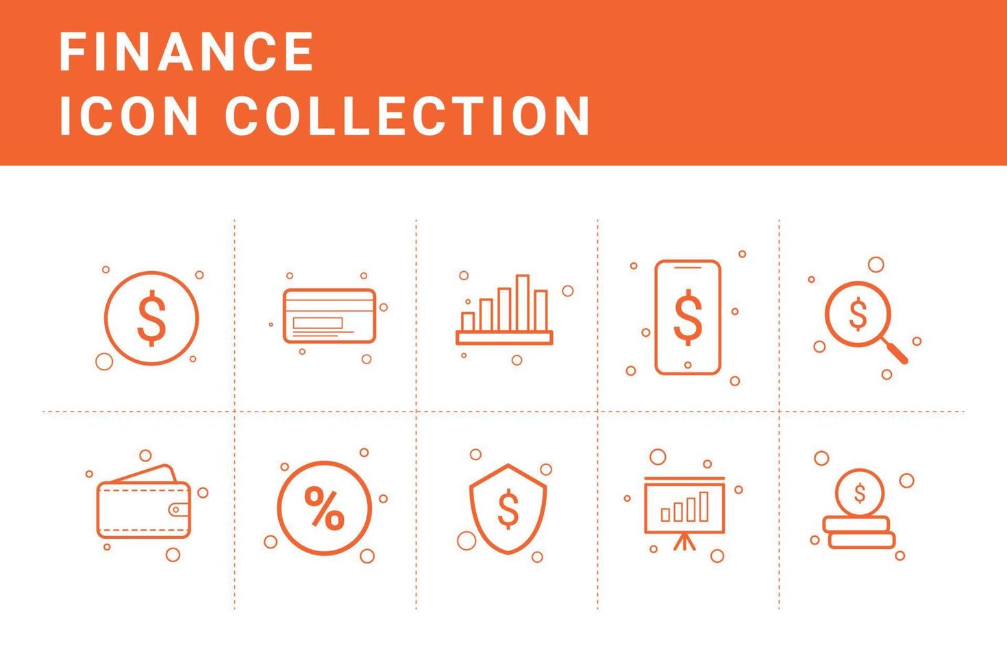 10 Set of Finance icons vector illustration. icon outline decoration