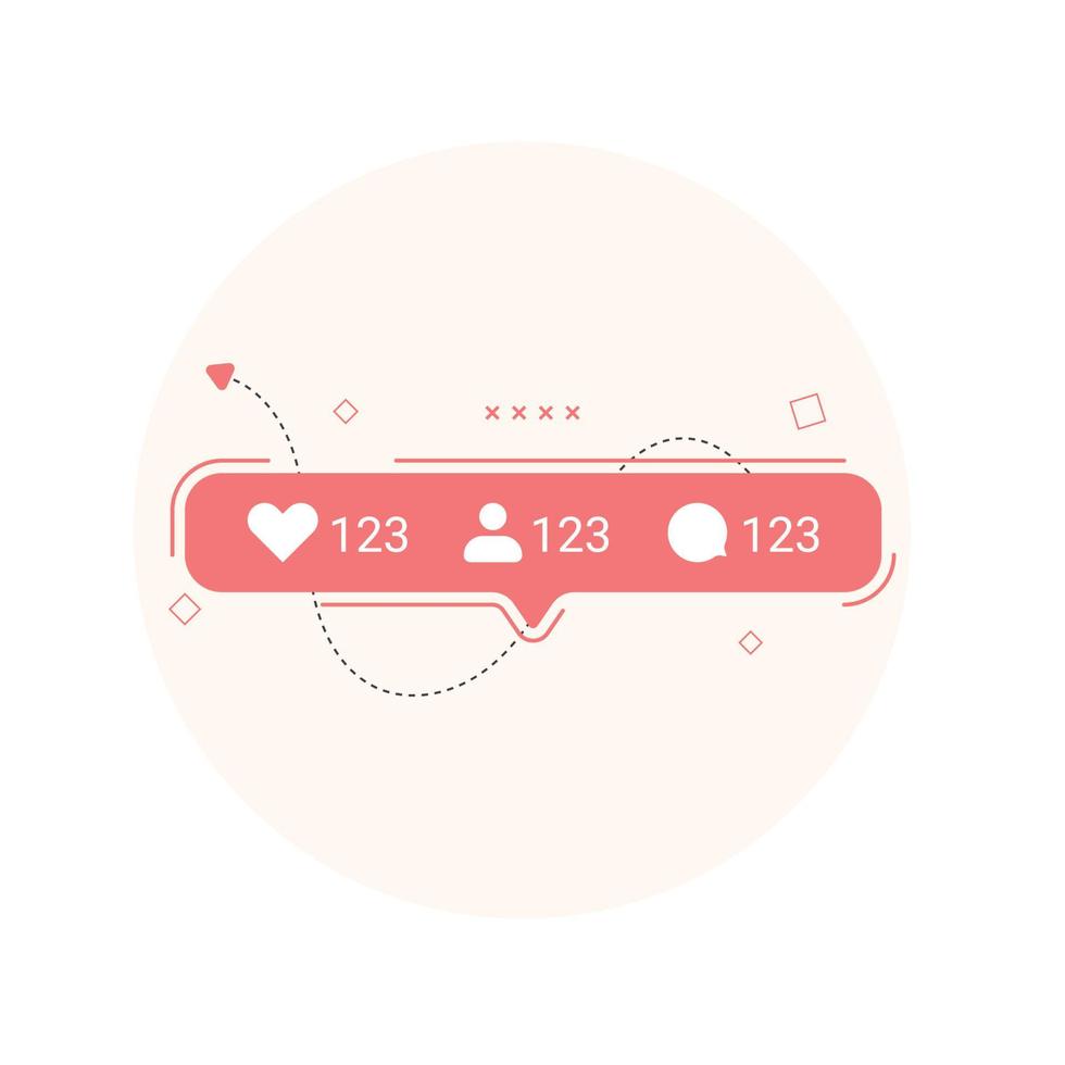 Social media notification creative flat design. Comment, like and follower. vector