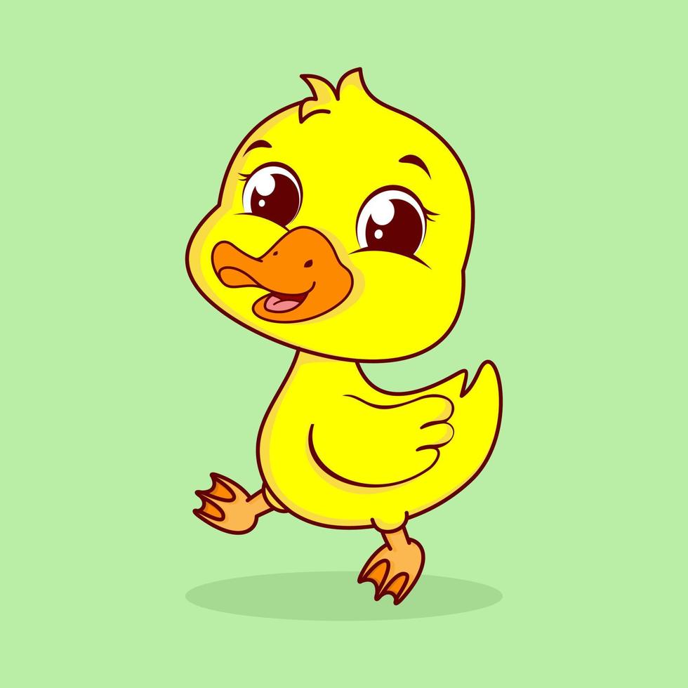 cute baby duck with yellow vector