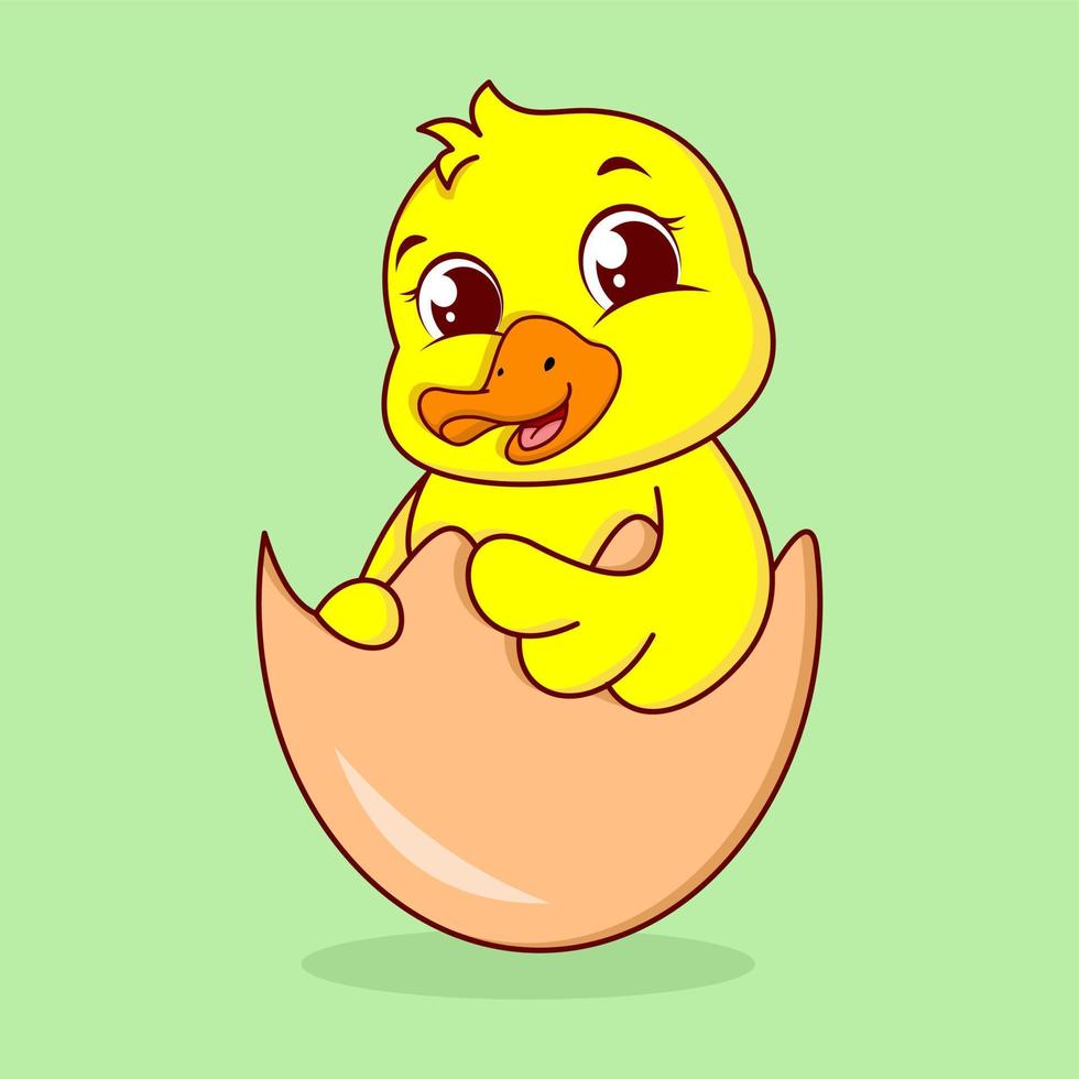 cute baby duck with yellow vector