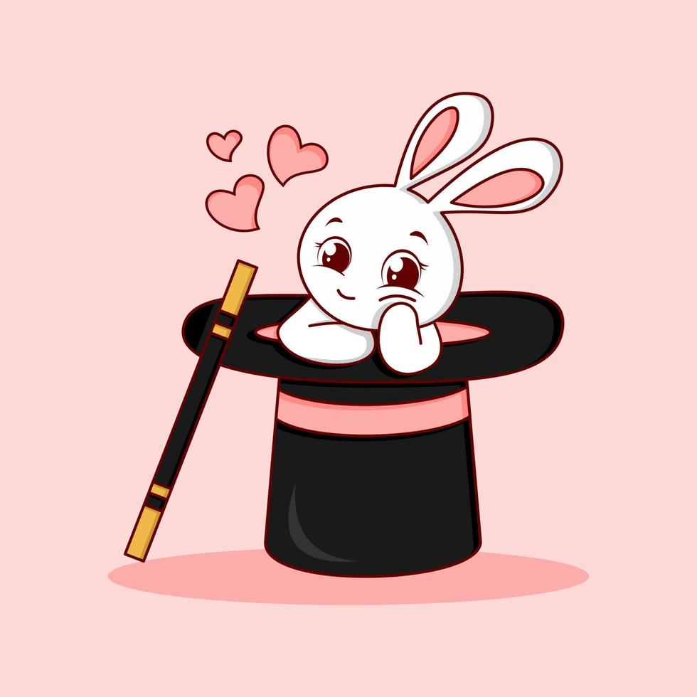 cute rabbit in magic hat vector