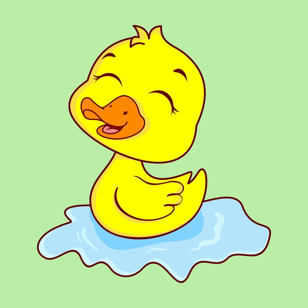 cute baby duck with yellow vector