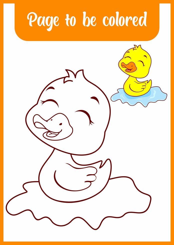 picture to be colored. cute baby duck vector