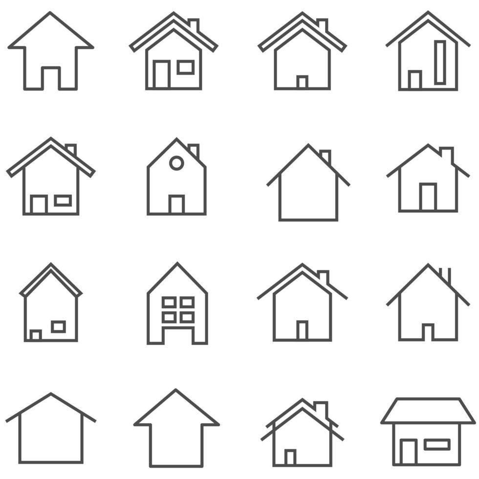 conjunto de ilustrador de vector de icono de inicio. símbolo de línea lineal de la casa.