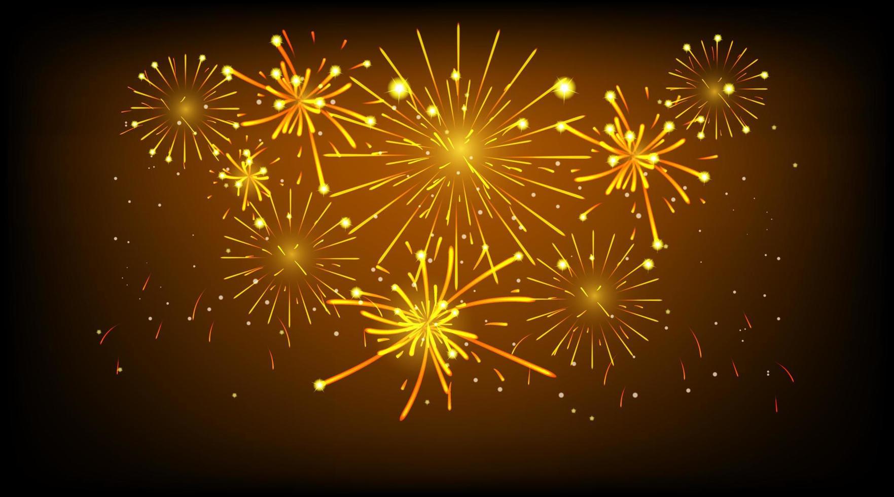 Fireworks shining sparks. Fireworks explosions object for festival background. Celebrate Lighting effect isolated vector illustration.