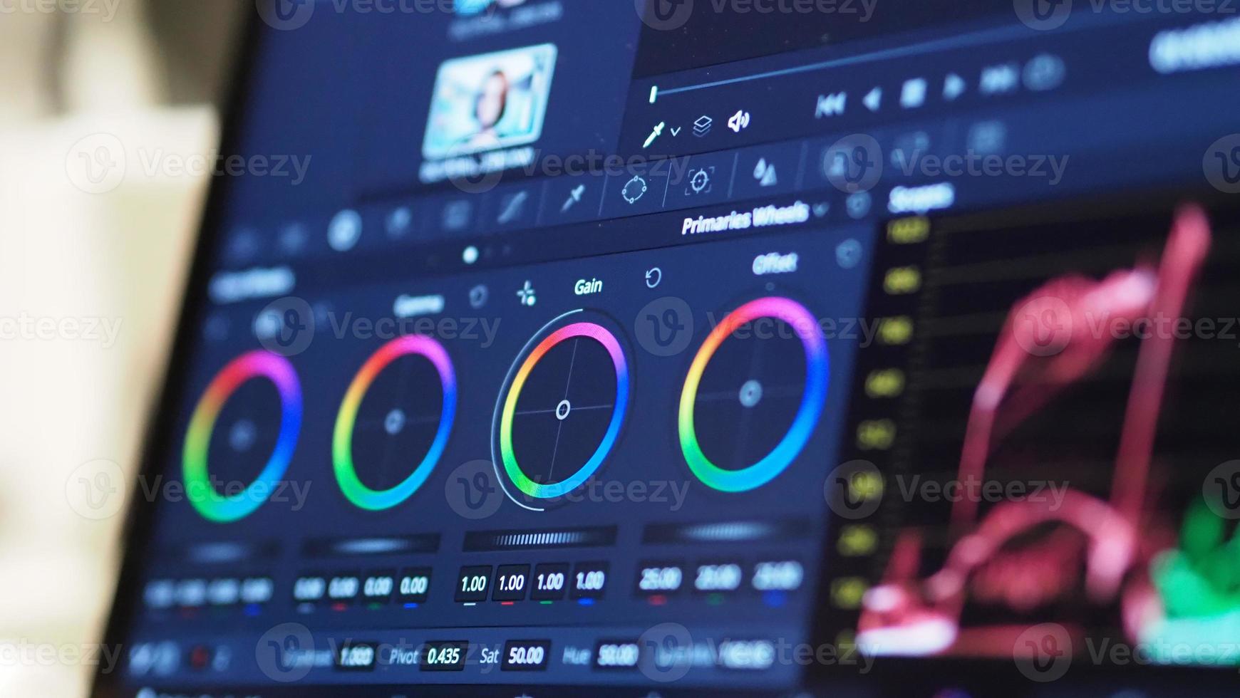 Color grading graph or RGB colour correction indicator on monitor photo