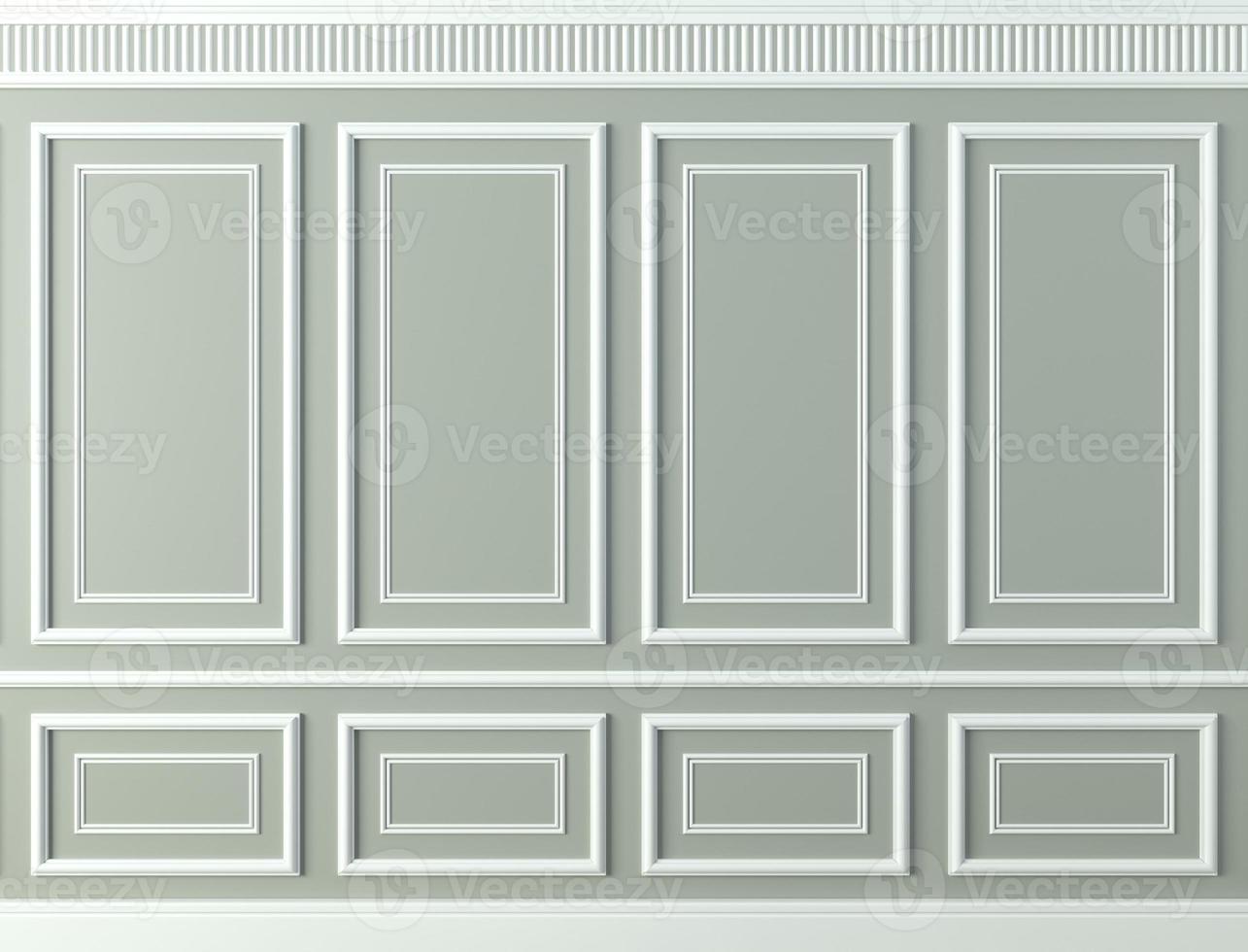 Classic wall of white wood panels. Design and technology photo