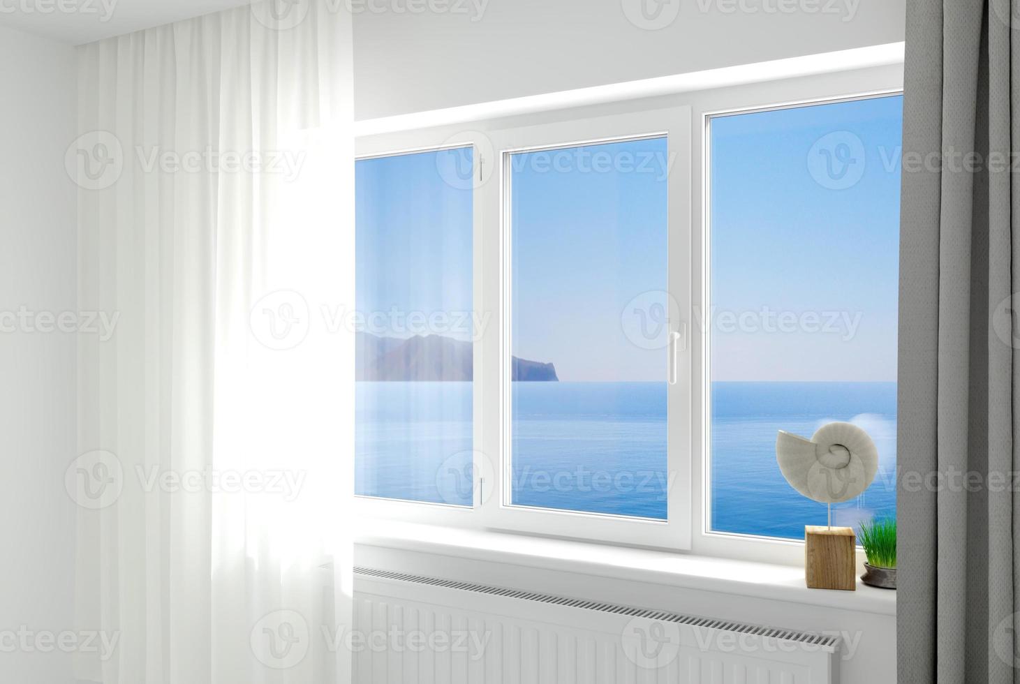 White plastic window in the room interior photo