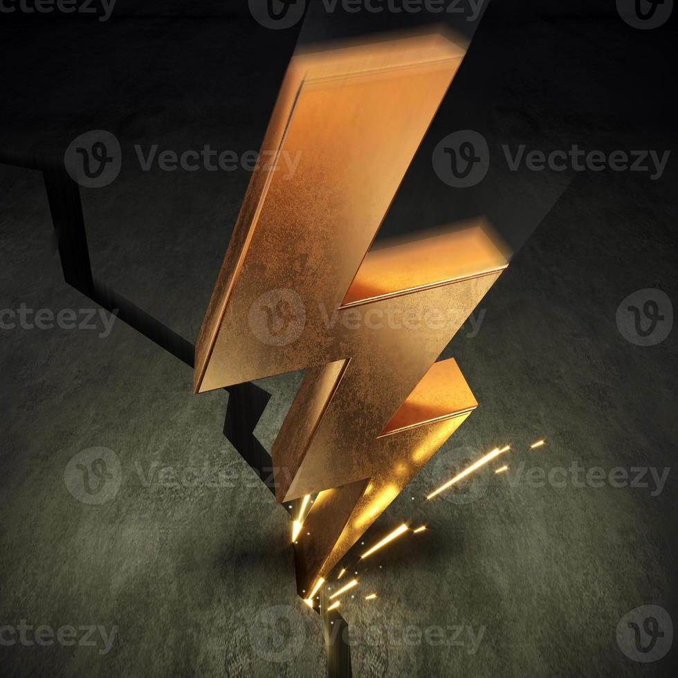 Gold lightning sign levin symbol concept baner photo