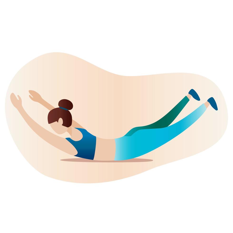 Ilustración del concepto de fitness de la mujer. iconos de chica de fitness y yoga aislados en fondo blanco. diseño plano. vector