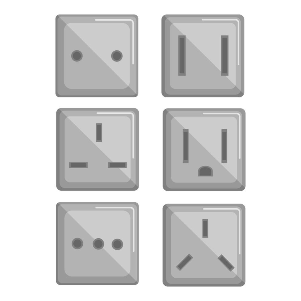 Set of electric outlet symbol. Power Socket pinctogram. Plug socket icon. vector