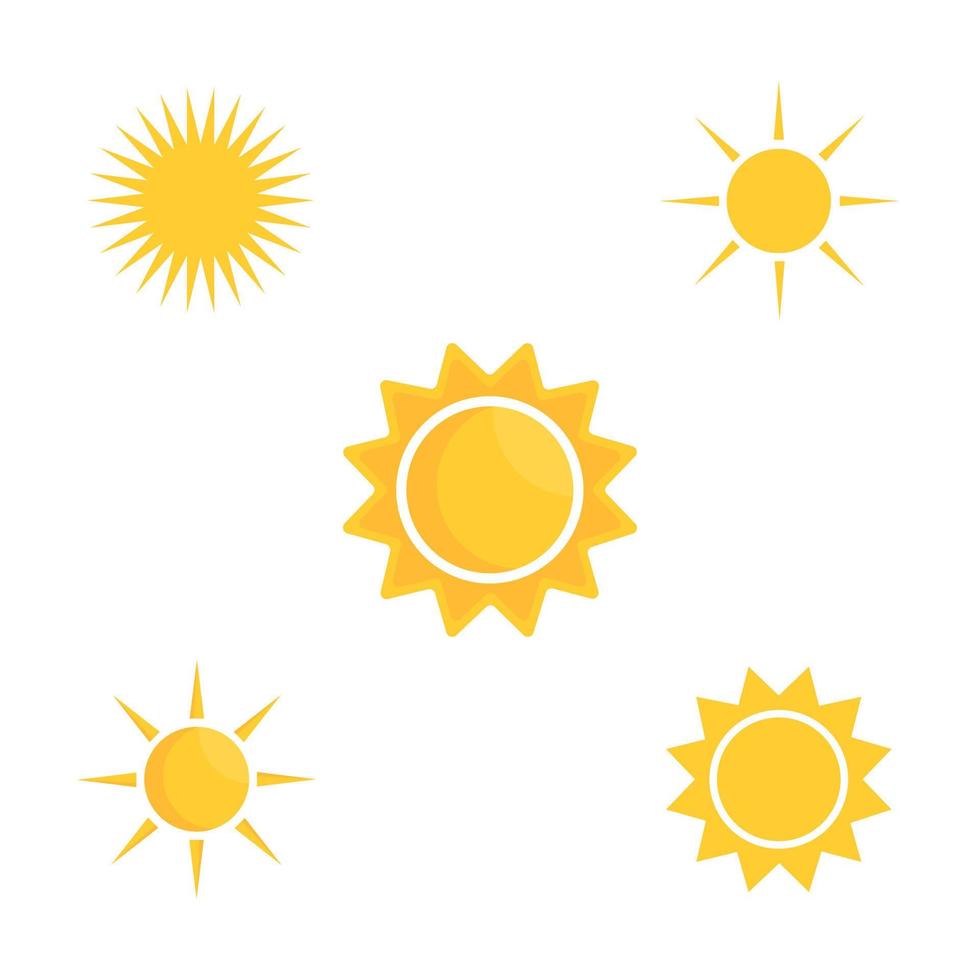 Sun icon set. Isolated flat symbol illustration. vector