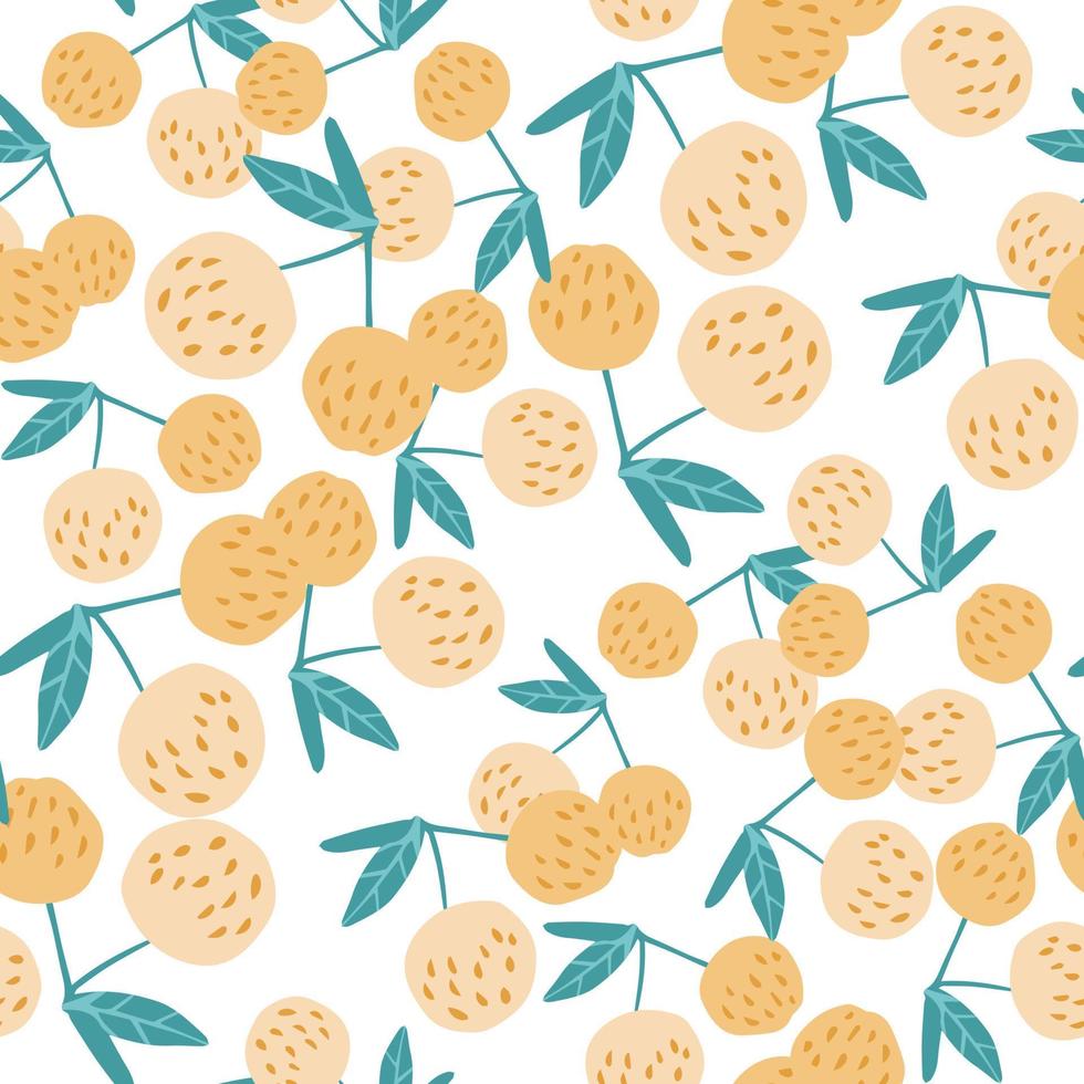 Cherry berries and leaves seamless pattern illustration vector