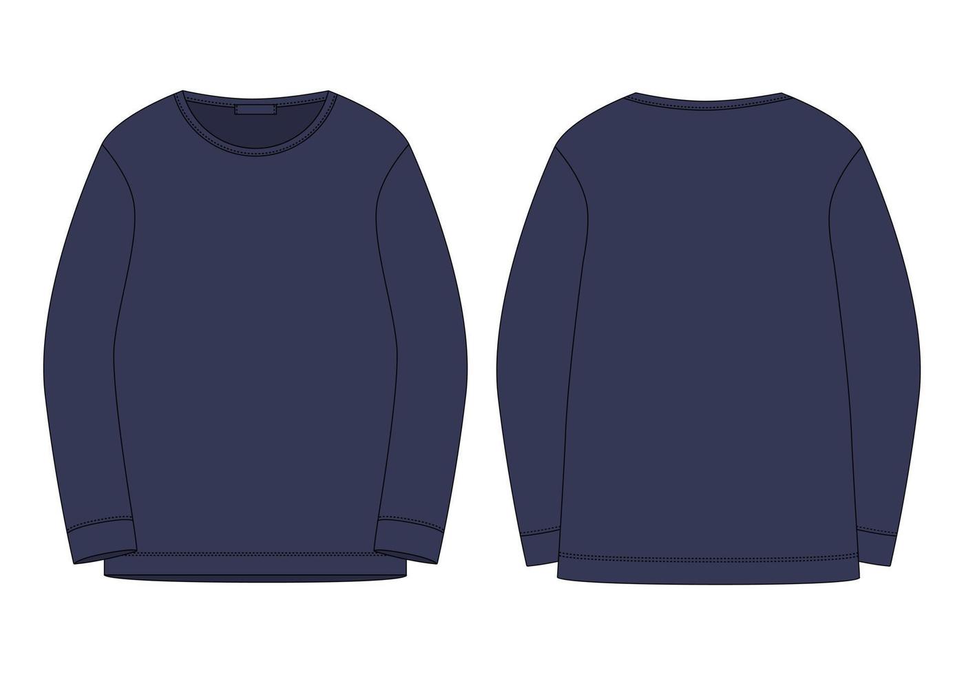 Technical sketch sweatshirt isolated in blue colors. Vector mockup template jumper.
