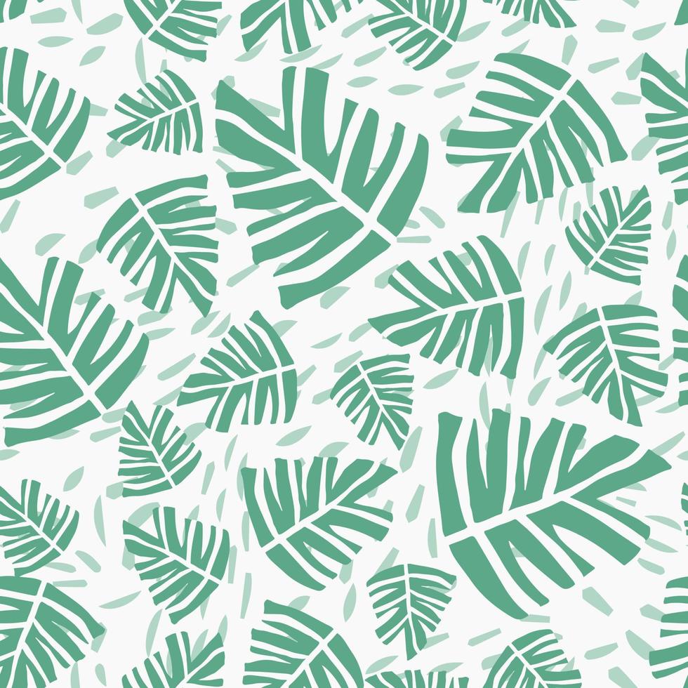 Hand drawn tropical monstera leaves seamless pattern. vector