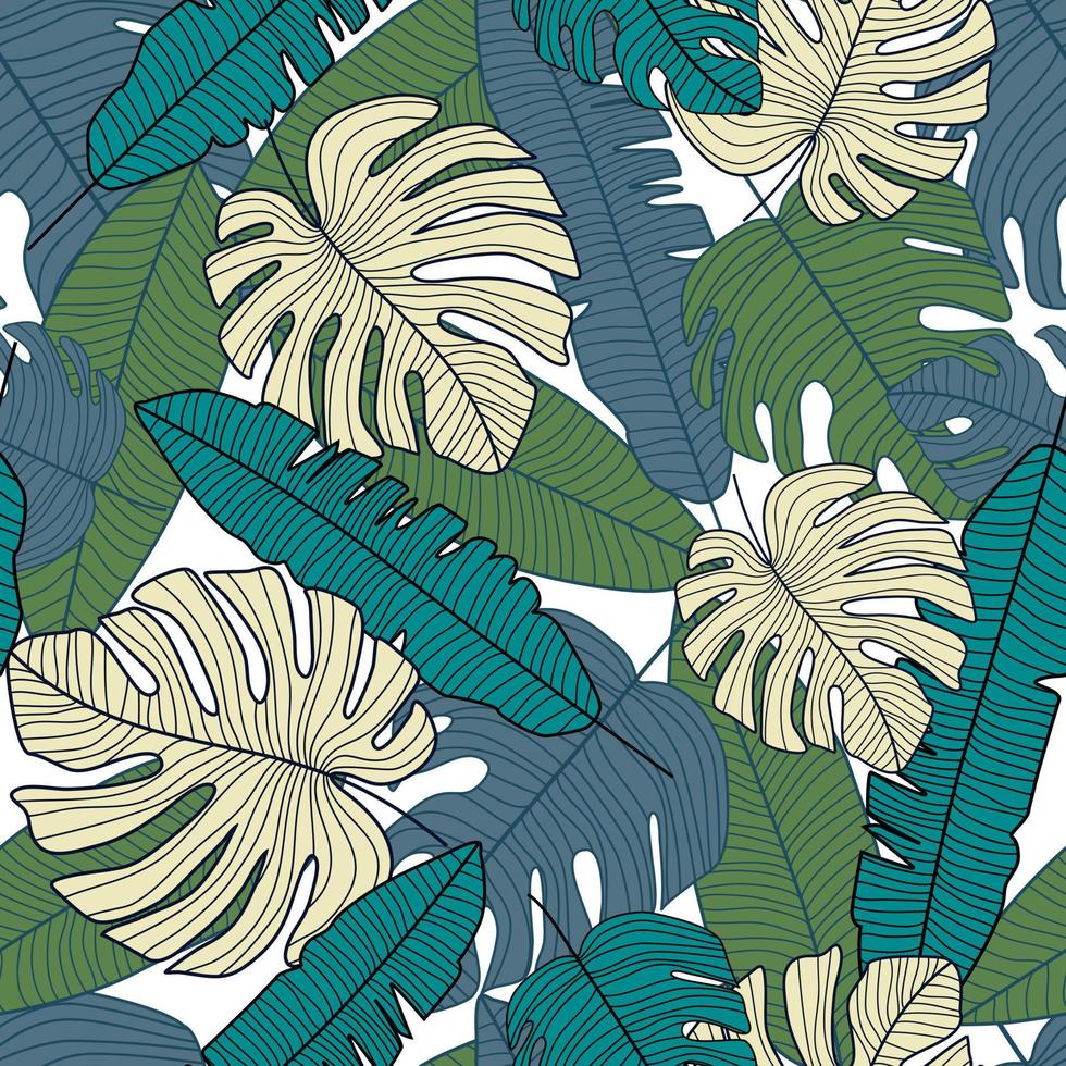 Creative tropical pattern, botanical leaf seamless pattern. vector