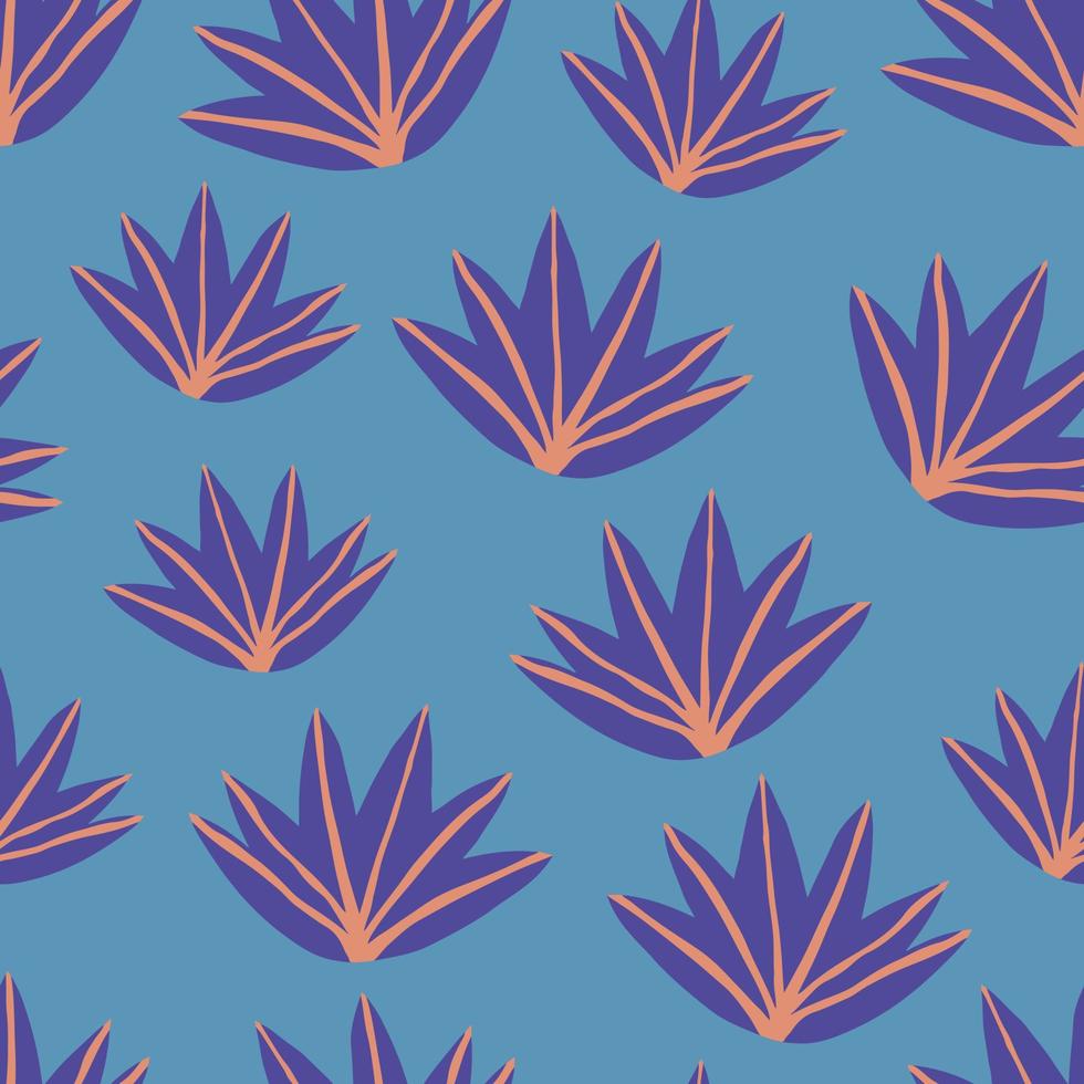 Tropical aloe leaves seamless pattern. Exotic plant. vector
