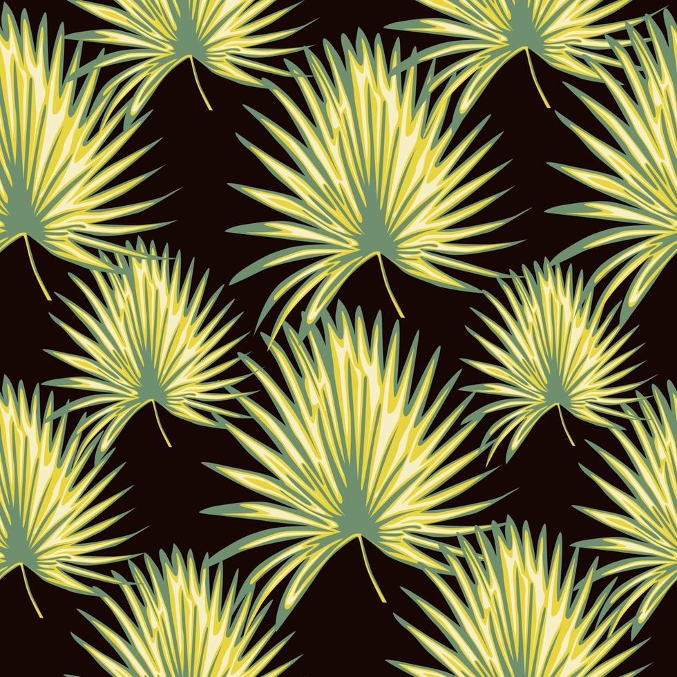 Monstera leaves seamless pattern on black background. Modern exotic plant wallpaper. vector