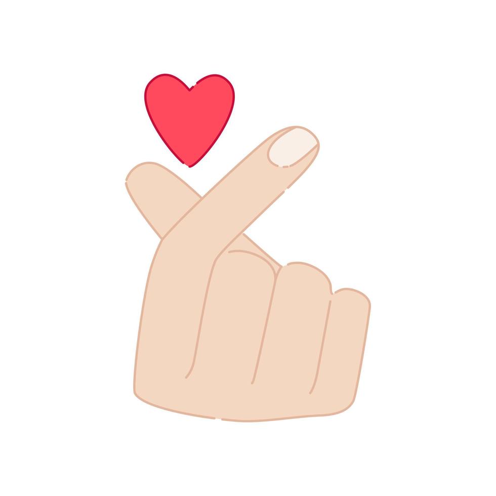 Korean symbol hand finger heart isolated on white background. vector